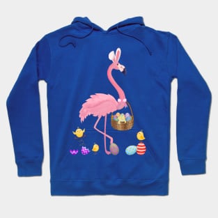 Pretty Easter Flamingo with Easter Basket Hoodie